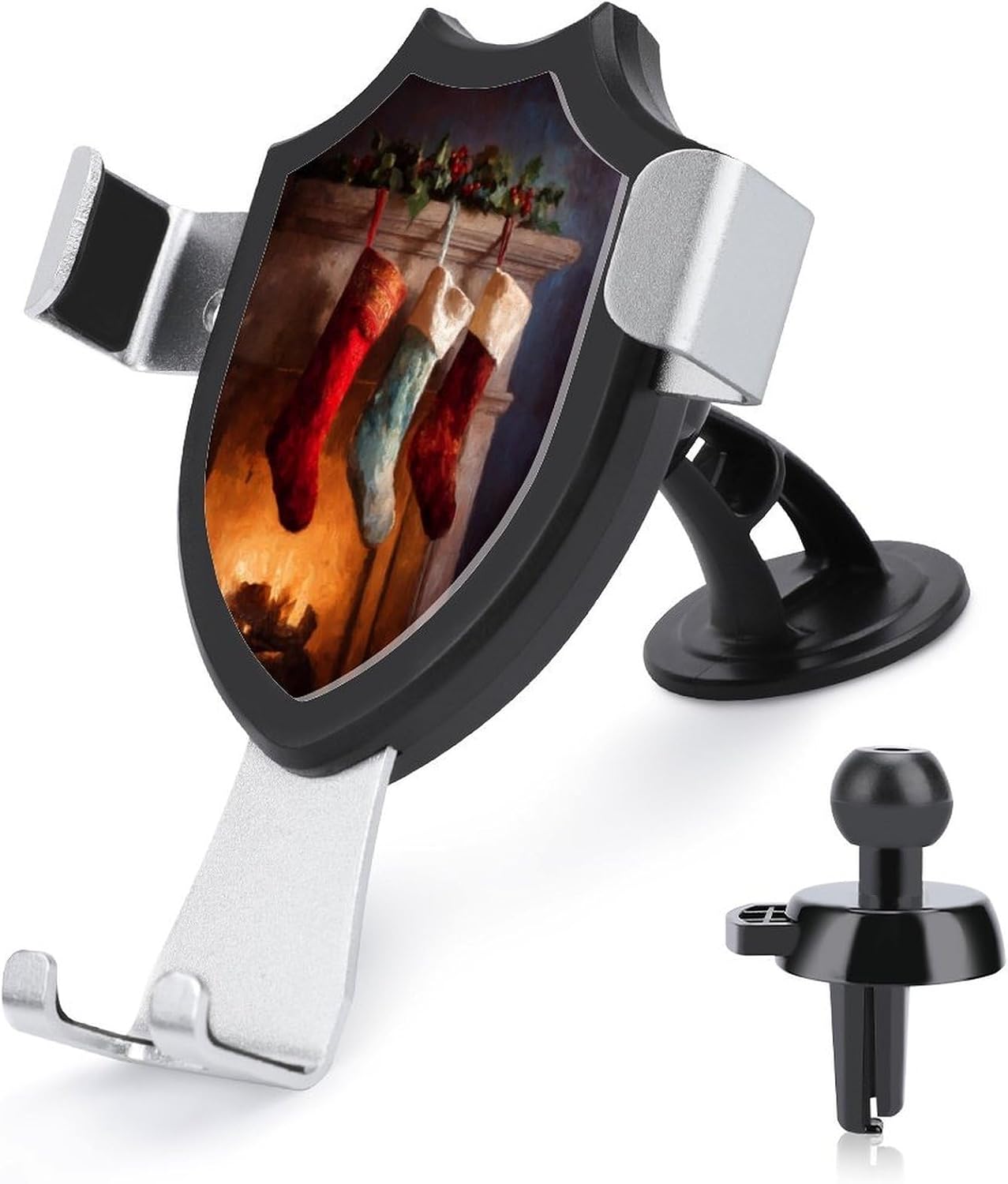 Christmas Stockings Hanging by The Fireplace Car Phone Holder Mount Triangle Clip Base Air Vent Cell Phone Car Mount Automotive Accessories for 4-6 Inches Cell Smartphones