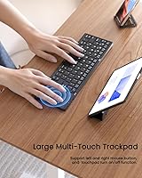 Vista 7 de Teclado Bluetooth plegable, teclado inalámbrico portátil plegable con panel táctil, teclado de bolsillo de viaje para iOS, Android, Windows, Mac