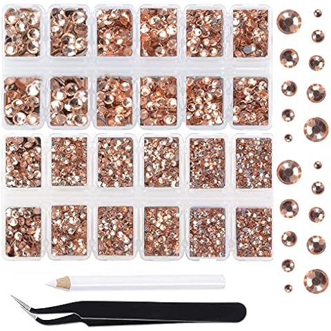 Massive Beads 7800pcs Hotfix Iron Flatback Glasses 5 Sizes Rhinestones Crystal for DIY Project Making with Tweezers and Picking Pen for Bags, Shoes, Clothes and Manicure(Light Champagne, 5 Sizes) Cover