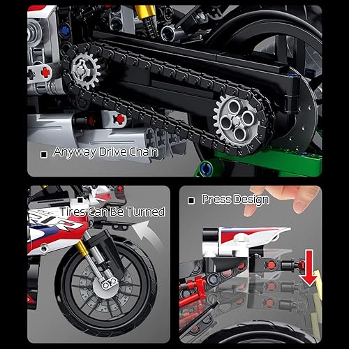 Miniatura 6 de LEGPS YYDS - Kit de bloques de construcción de juguete para motocicleta juegos de ladrillos de tallo juguetes para niños y adultos construcción de