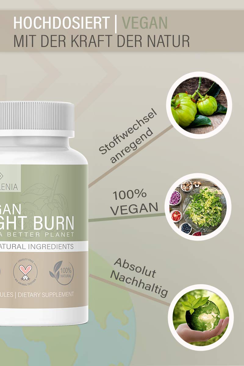 NEU: Enolenia® NIGHT F-BURN Kapseln VEGAN - 1 Kapsel pro Nacht mit Garcinia Cambogia Extrakt - für Männer & Frauen, schnell + Hochdosiert - aus hochwertiger Produktion in Deutschland (2x)