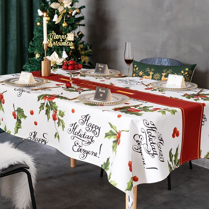 Tovaglia natalizia rettangolare tovaglia tovaglia impermeabile lavabile tovaglia antimacchia per interni ed esterni decorazioni da tavola per feste di Natale