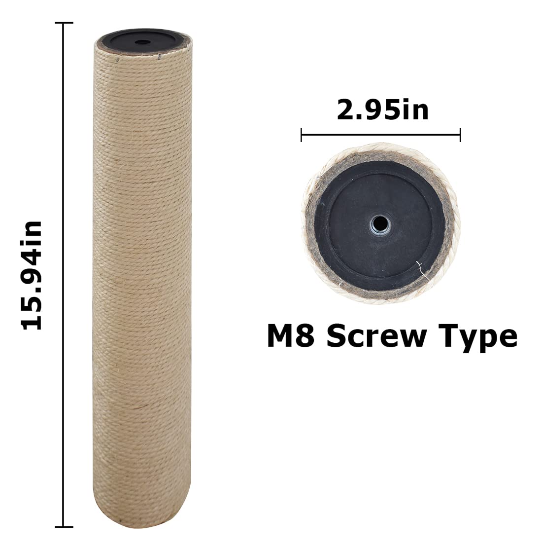 M8 M10 Sisal corda tiragraffi di ricambio per gatti,Tiragraffi per albero di gatto, graffiatoio per gatti con viti(M8_Φ60_40,5 cm)