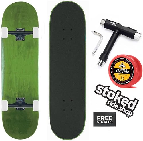 Stoked Ride Shop Patineta completa  Madera de arce fabricada en Estados Unidos  Tabla de skate para adultos, niños, niñas y niños  Totalmente