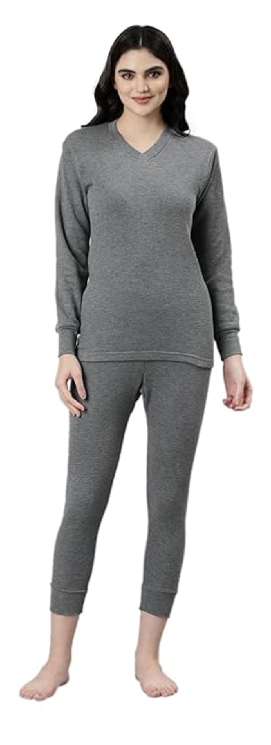 V-Neck Full Sleeves Thermal Wear for Women Set Top & Bottom Winter Wear for Women for Women Set Cotton-Viscose Thermals for Women