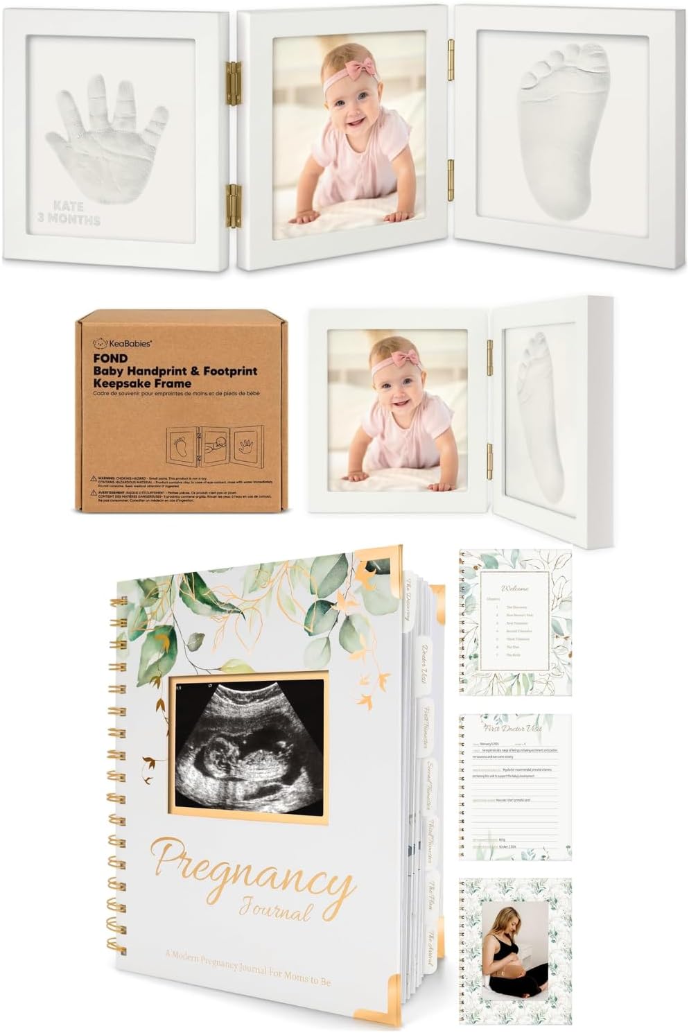 KeaBabies Baby Shower Gifts for Boys, Girls and Pregnancy Journal Memory Book - Baby Hand and Footprint Kit for Baby, Newborn Keepsake Footprint Kit - 90 Pages Hardcover Pregnancy Book Planner