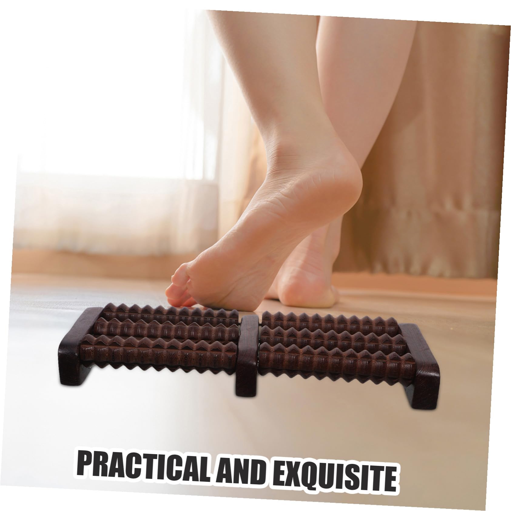 Rodillo Masajeador de Pies de Madera Portátil Masaje Manual para Talones Herramienta de Acupresión para Adultos Relajación Muscular y Circulación Sanguínea Casa y Oficina
