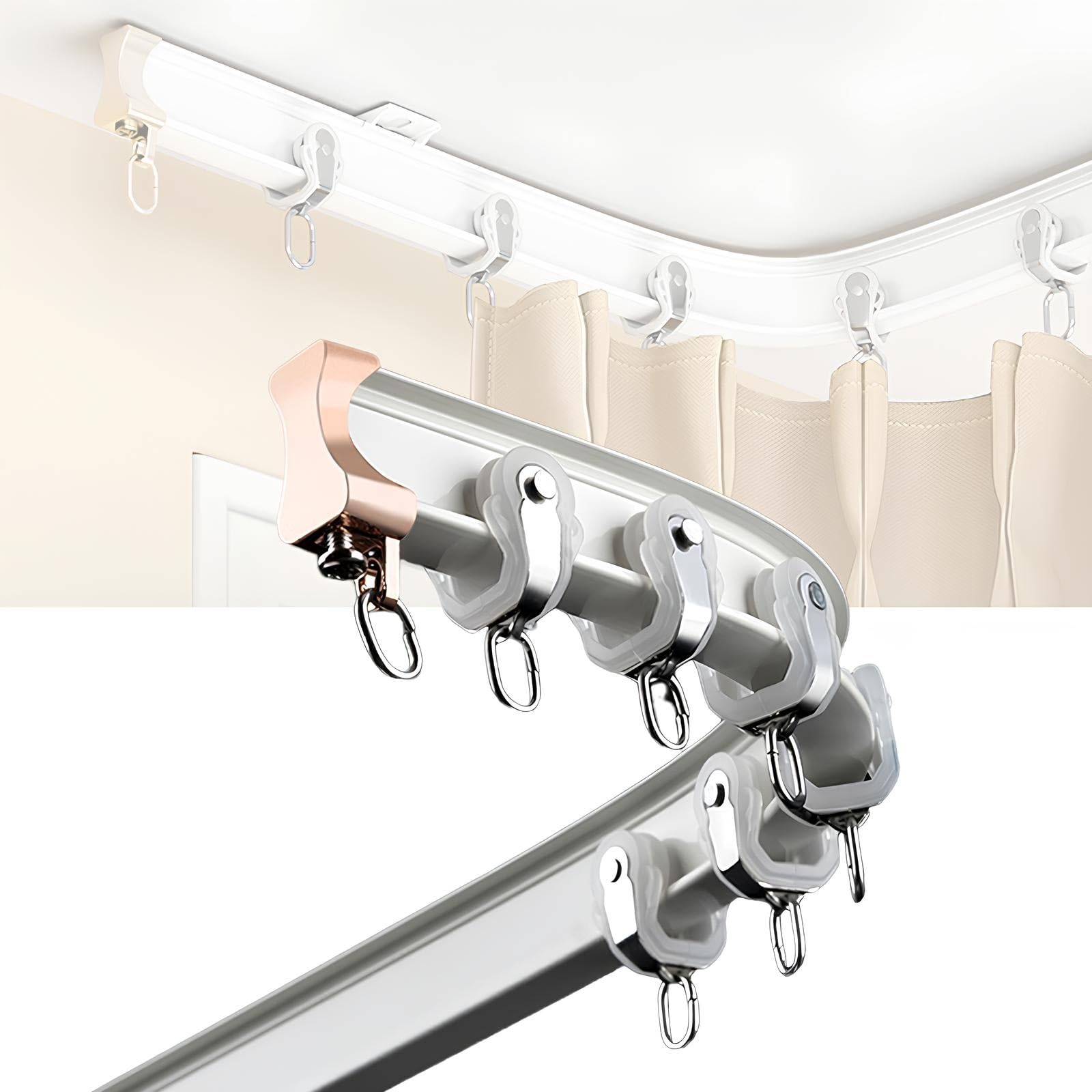 GUOGLZ Curved Curtain Rail Track With Track Curtain System, Flexible Curtain Track Ceiling Mount Bendable, Curtain Rods For Curtains Room Divider Bay Window(500cm/16.4ft)