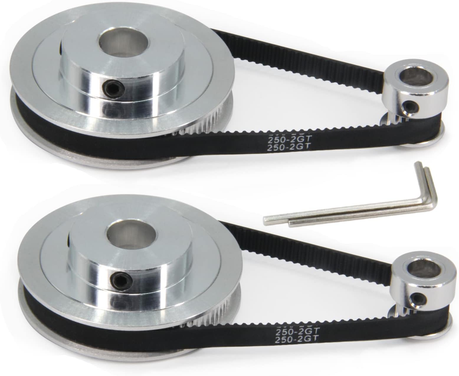 Zeberoxyz 2PCS Set GT2 Synchronous Wheel 20&80 Teeth 12mm Bore Aluminum Timing Pulleys with 2PCS Length 250mm Width 6mm Belt (20-80T-12B-6)