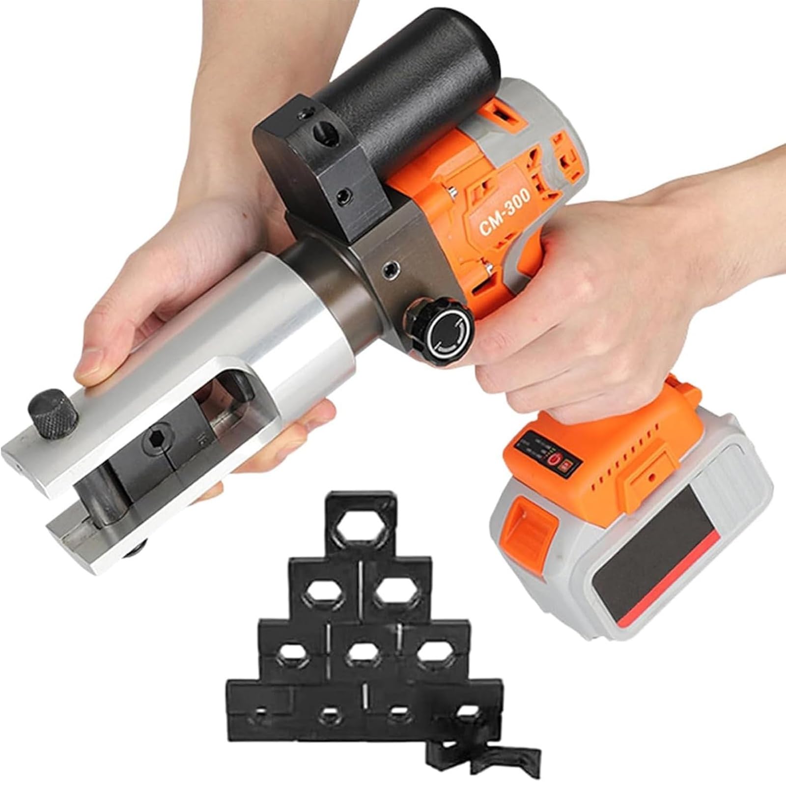 AYCDL Electric Hydraulic Pipe Crimping Tool, Rechargeable Hydraulic Wire Crimper Pliers, Crimper Cable Crimping Tool, for Terminating 16-300mm2 Copper Lugs & Aluminium Lugs