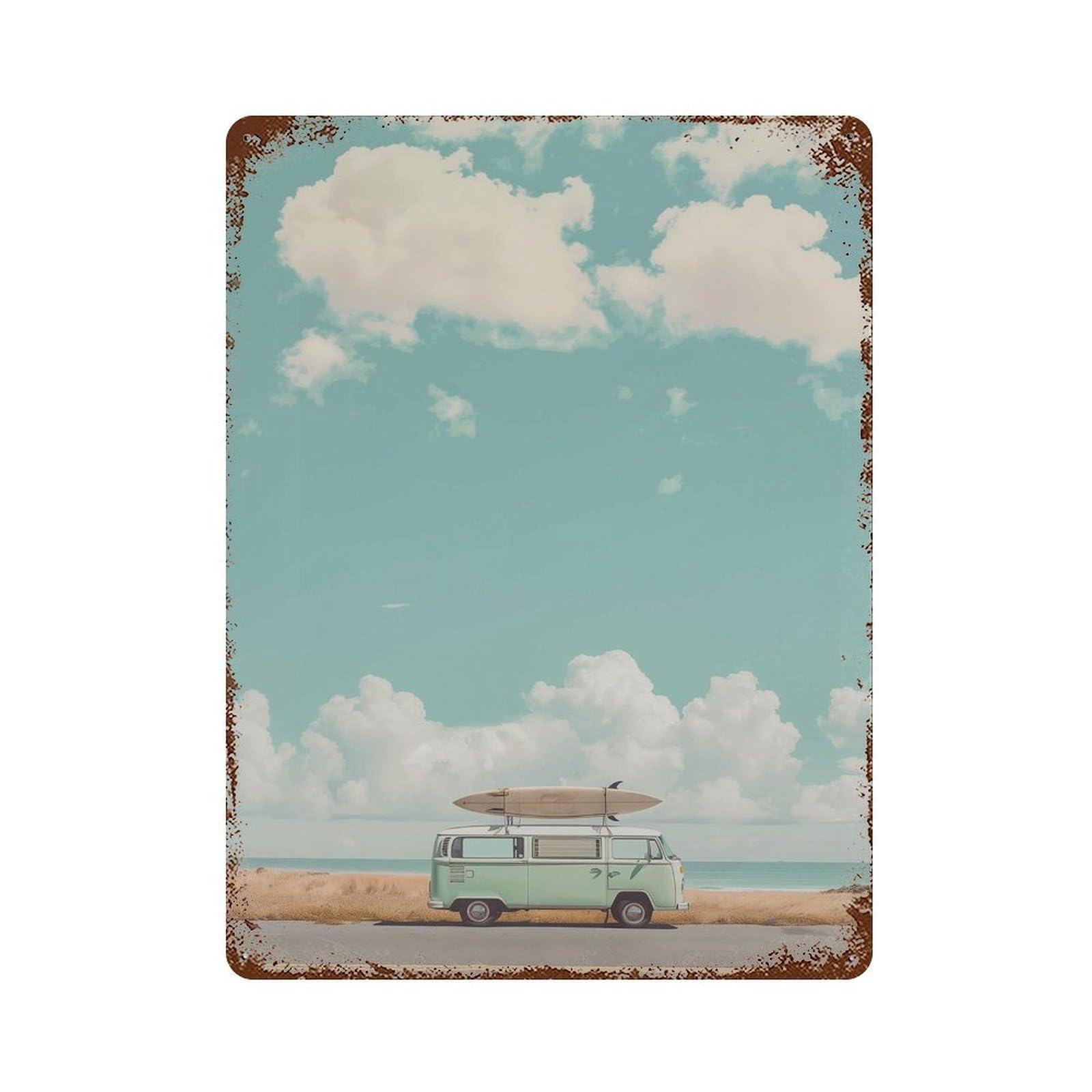 xiaoxiaoshen Camper Van Surf Retro Beach Coastal Ocean Summer Travel Surfboard Adventure Aest Wall Decor Art Metal Tin Poster Modern Home Decor Art Home Bar Shop Decorations Vintage Sign 40x30cm
