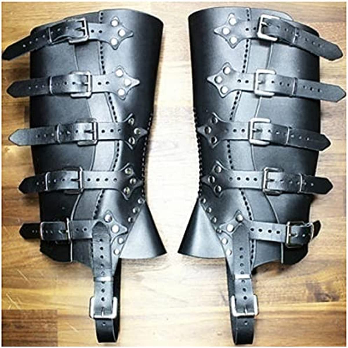 Lot 2 Paires Guêtres Chevalier Médiéval En Similicuir – Protège-Jambes Steampunk, Viking, Pirate, Cosplay Halloween