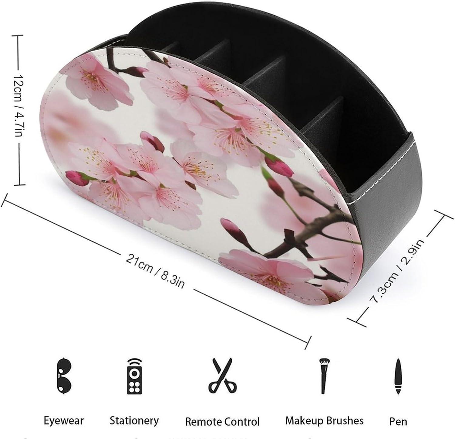 Sakura Blossom PU Leather Remote Control Holder with 5 Compartments image 2