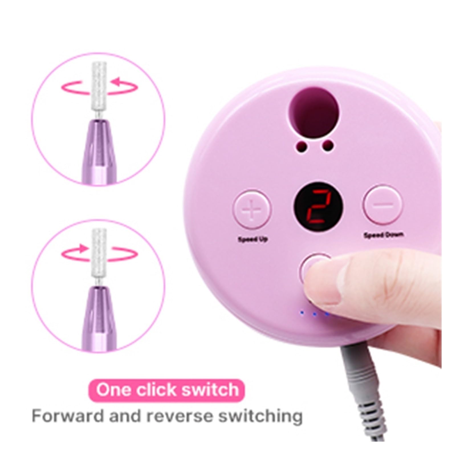 Torno para Uñas, Juego de taladro de uñas eléctrico, pulidor de lijadora de pluma de manicura, cortadores de fresado de manicura de pedicura, lijadora de uñas quitaesmalte