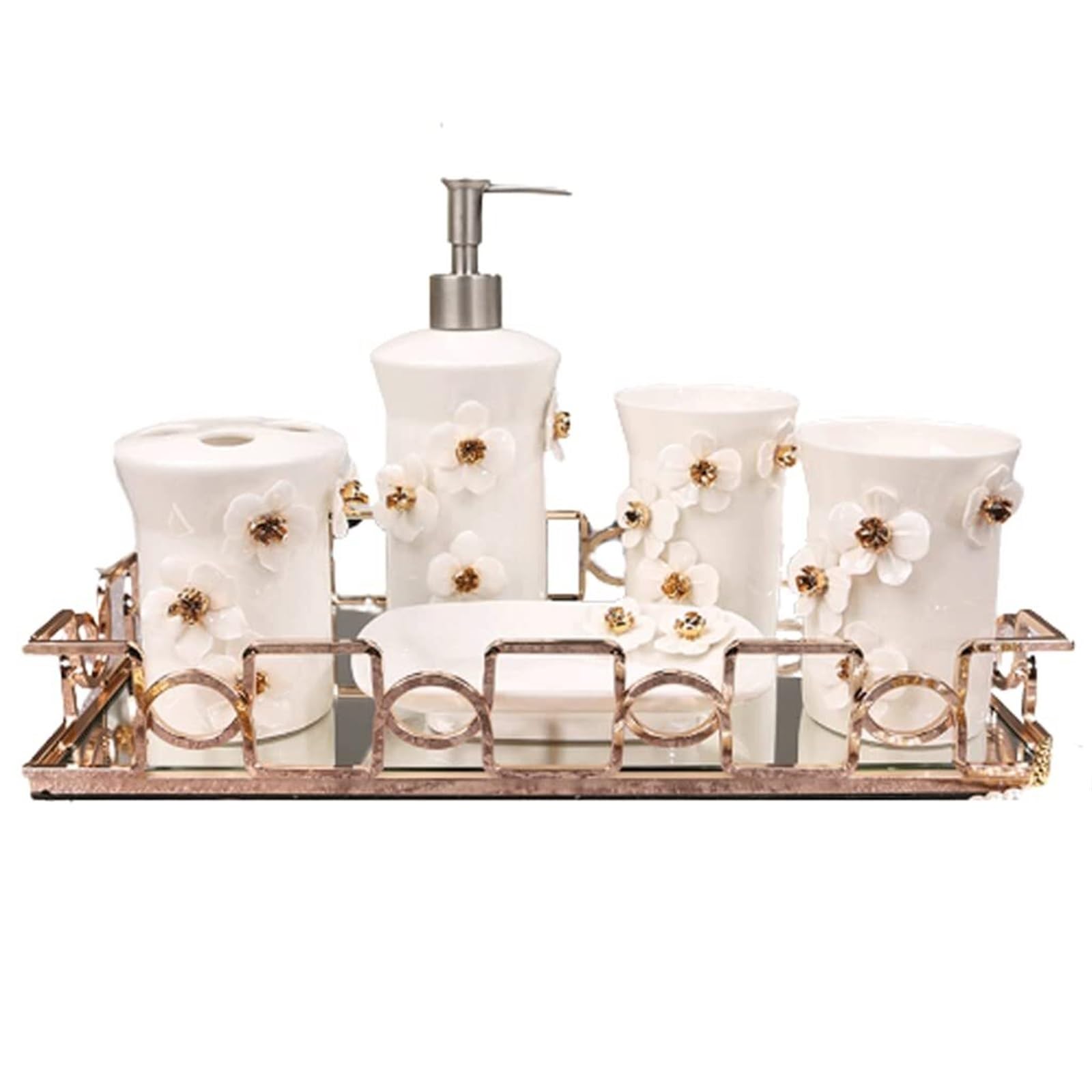 Juego de accesorios baño completo para renovar el lavabo con relieve elegante