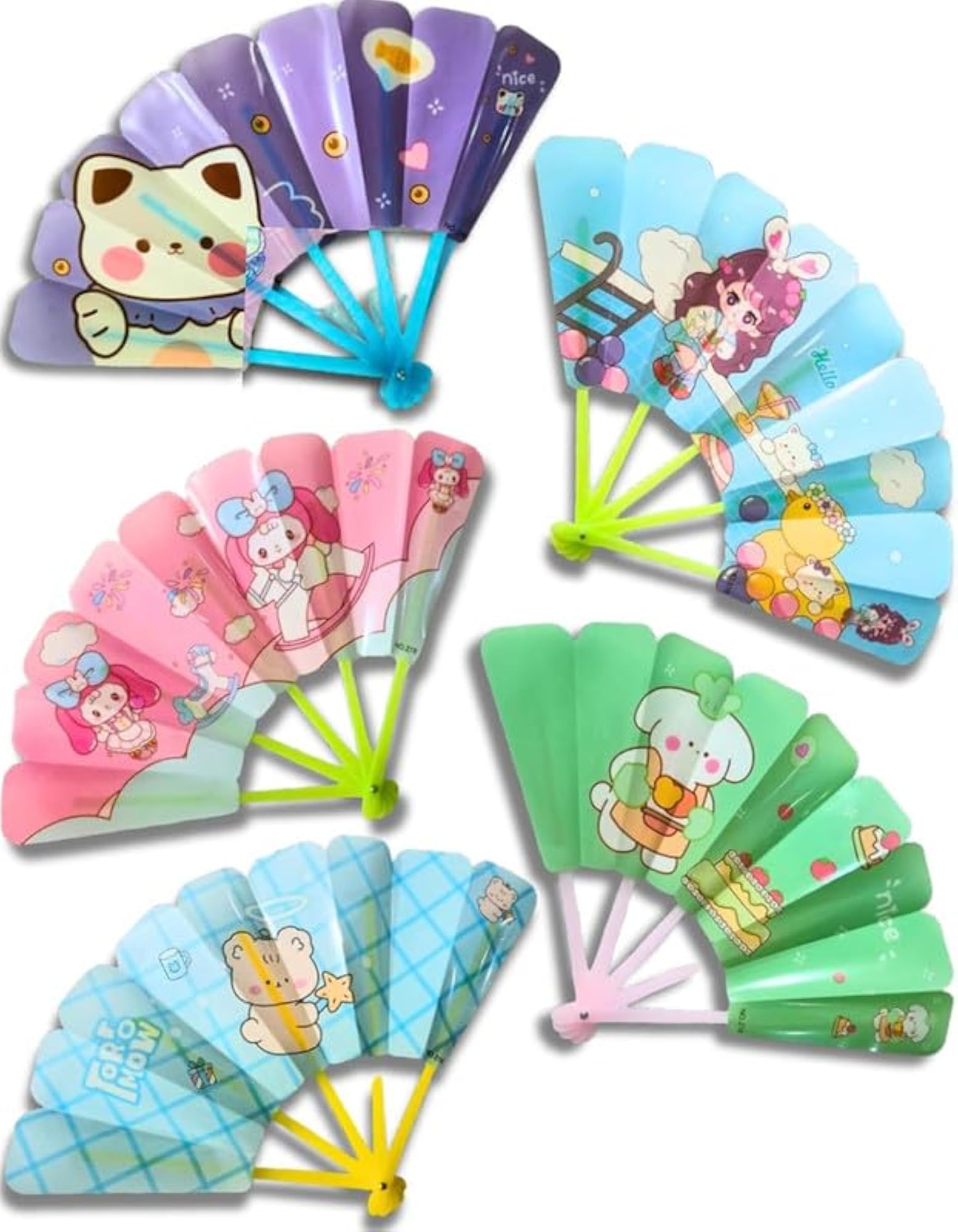 Folding Handheld Fans for Travel, Set of 5