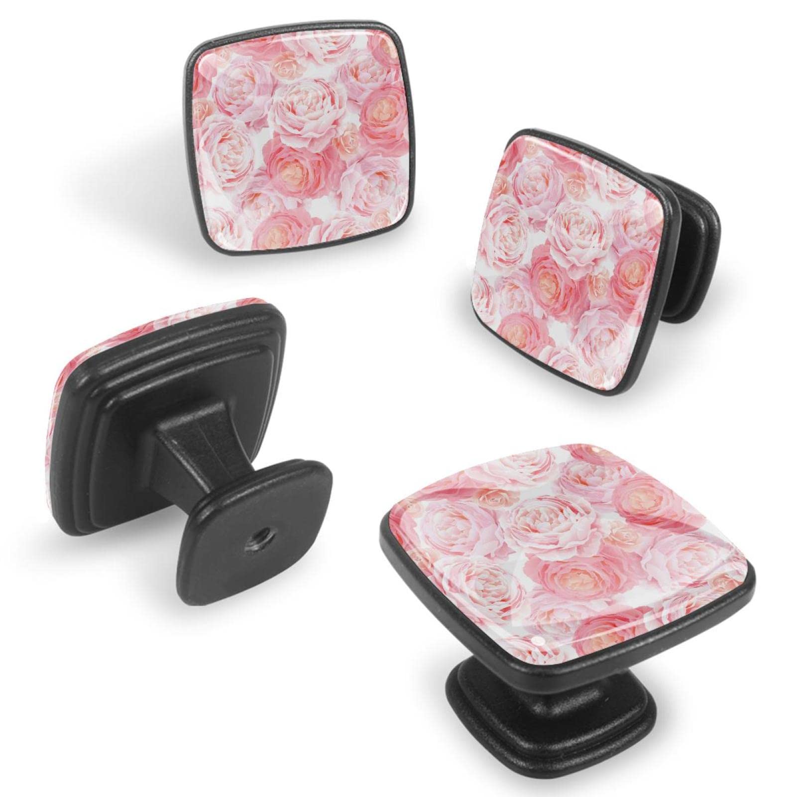 Boutons de tiroir floral rose résistants pour relooker facilement un meuble moderne