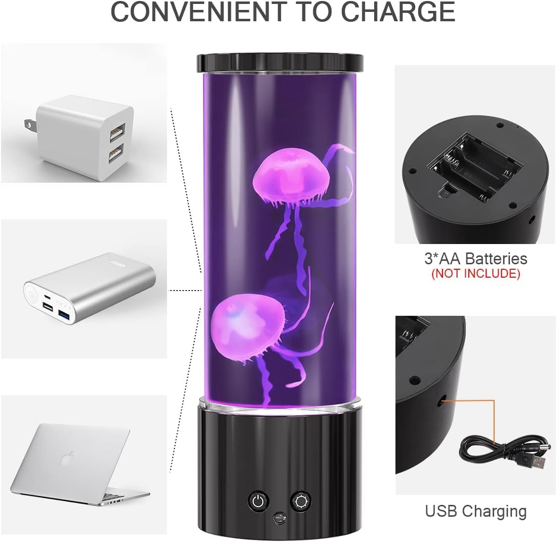Lámpara de medusa, lámpara LED de mesa con control remoto, 17 colores cambiantes, luz nocturna de acuario regulable para decoración del hogar y regalos de cumpleaños de Navidad 5