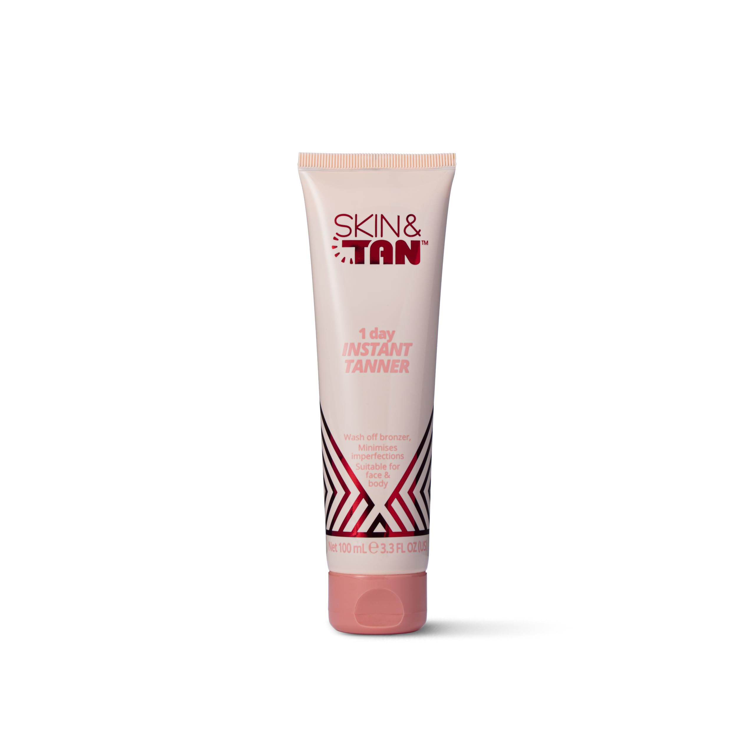 SKIN & TAN 1 Day Instant Tanner 100ml - Wash Off Body Bronzer for Face & Body - Non-Transfer, Smudge-Proof, Quick Tan Lotion - Sunless Fake Tan