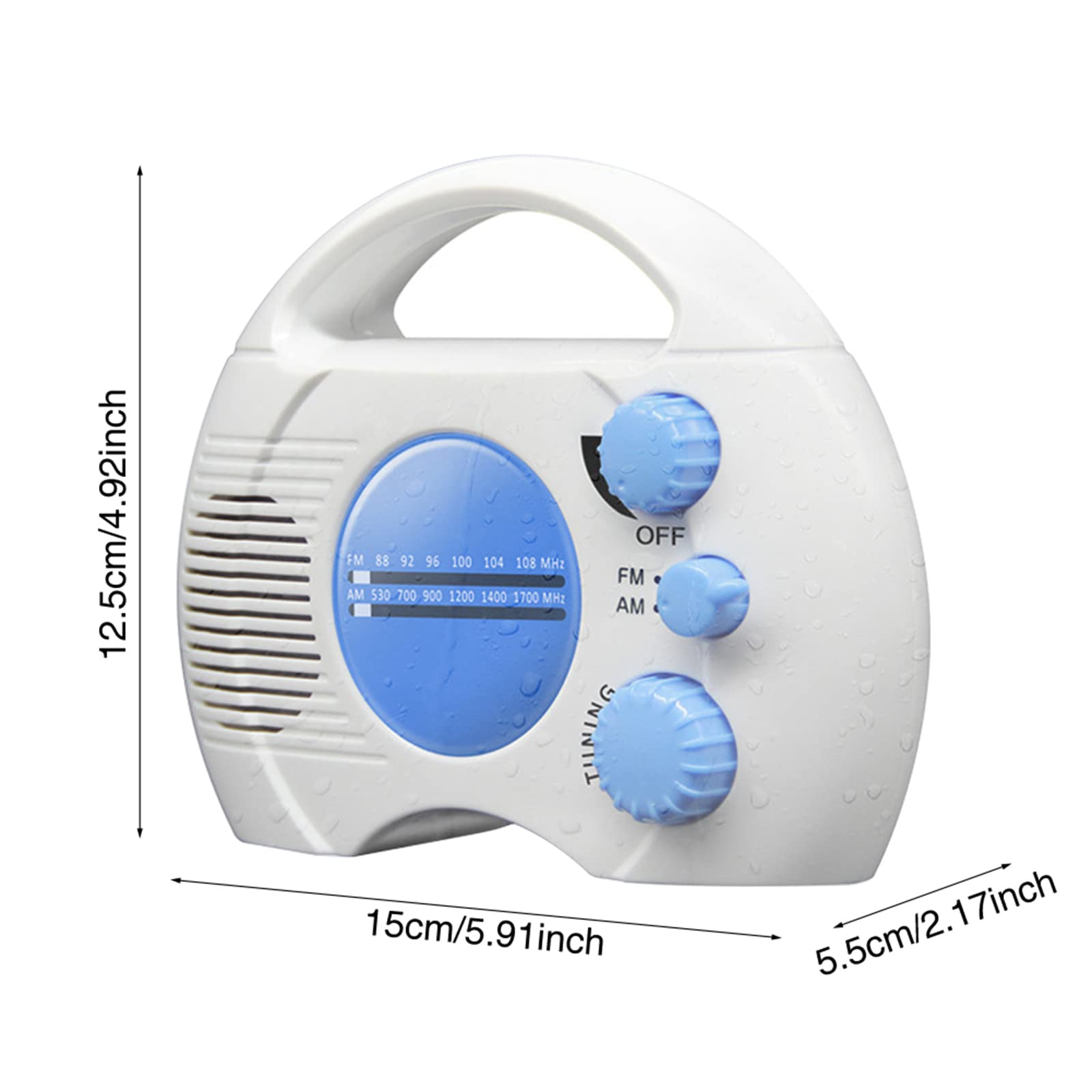 Radio de Douche étanche, Portable à Suspendre avec Radio AM/FM, pour Salle de Bain, Cuisine, Utilisation en extérieur