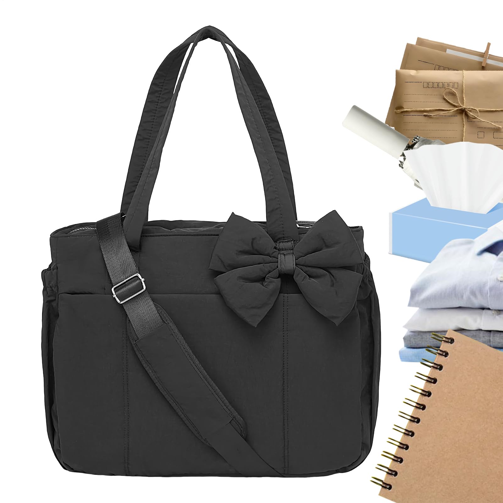 Borsa con fiocco: carino portamonete da donna da 33 cm con elegante design a fiocco, elegante borsa a mano e borsa per ragazze e adolescenti, perfetta per feste notturne, matrimoni, viaggi, lavoro, S