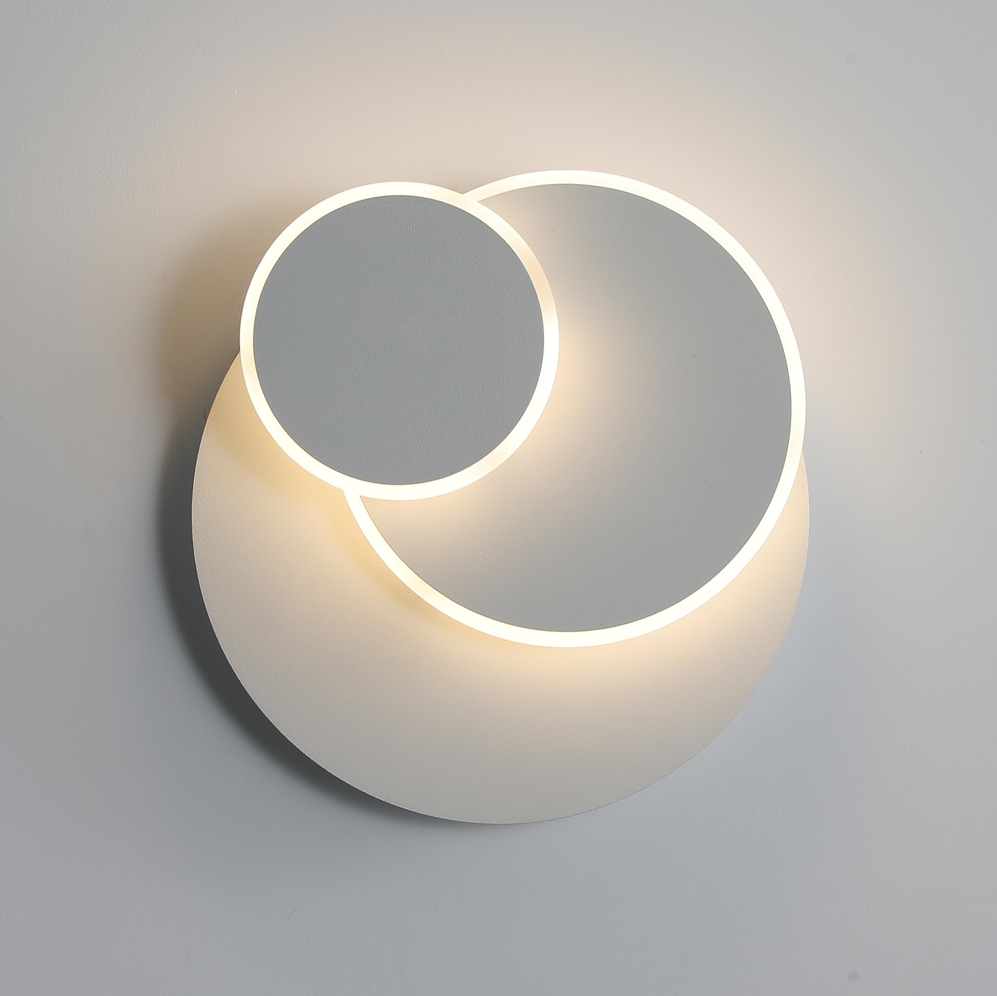 Toolight Lámpara de Pared LED, 17W Apliques de Pared Interior Giratorio 350°, Luz de Pare 3000K Blanco Cálido, Lámparas Redondo Modern Creative 3 en 1, para Dormitorio Sala Pasillo