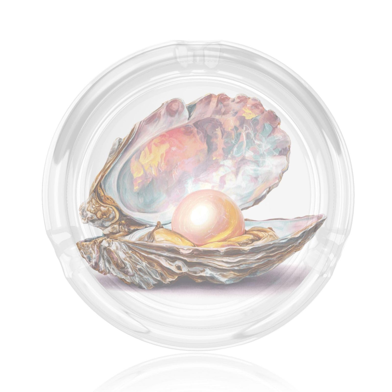 Watercolor Oyster Shell With A Pearl Inside Glass Ashtray For Cigarettes Ash Trays Case For Home Office Decor
