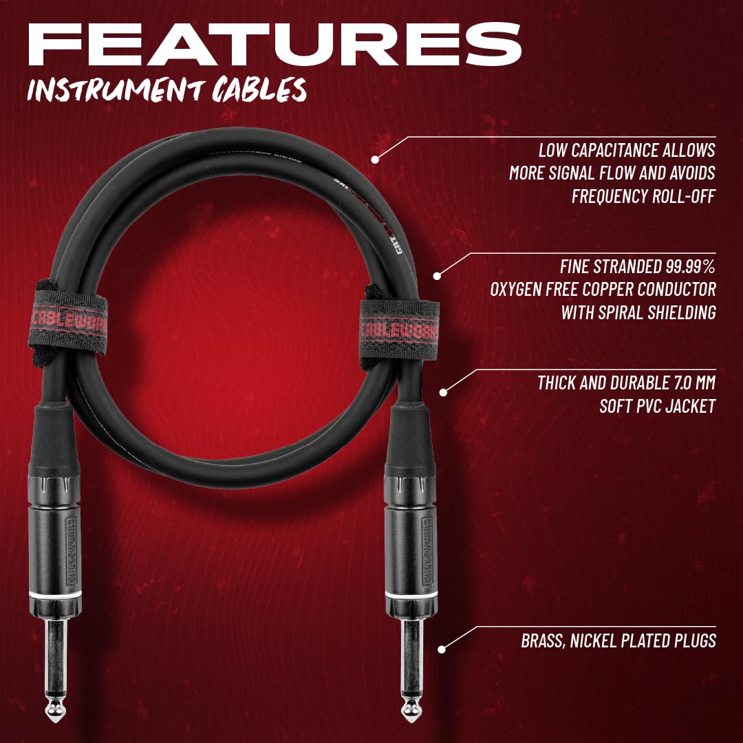 Cableworks By Gator Cases Composer Series - Cable de instrumento recto a recto de 3 pies (GCWC-INS-03)
