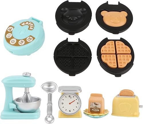 Juego de cocina de casa de muñecas en miniatura, decoración 112, waflera para tostadora, báscula mezcladora, harina, 10 piezas, moderno kit de