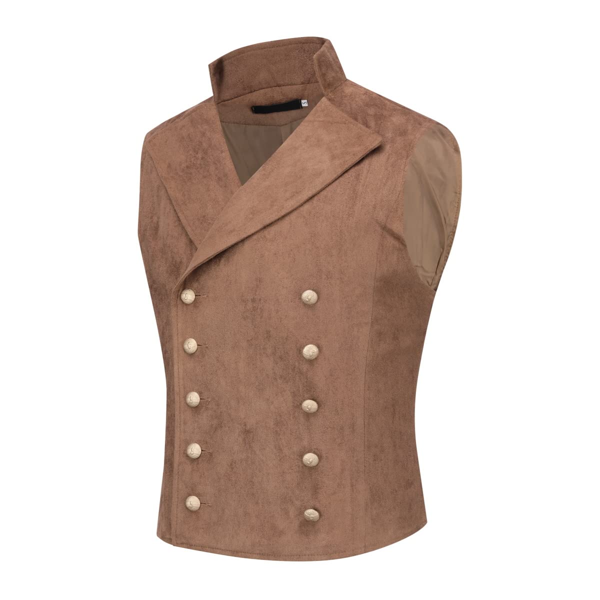 YFFUSHI Gilet in Pelle Scamosciata da Abito per Uomo Doppiopetto Gotico Steampunk Gilet in Velluto da Uomo Cowboy Giacca Senza Maniche