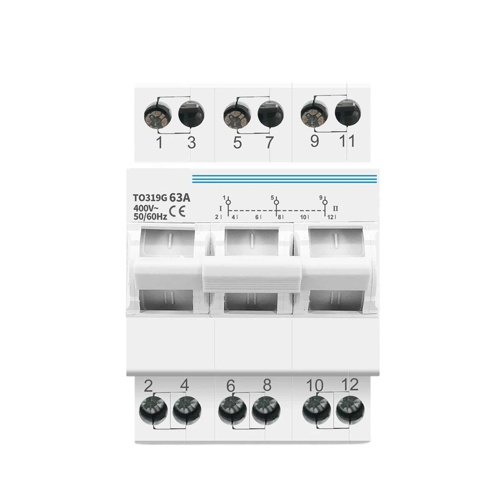 Selector de doble potencia 3P 63A con interruptor de transferencia manual 4