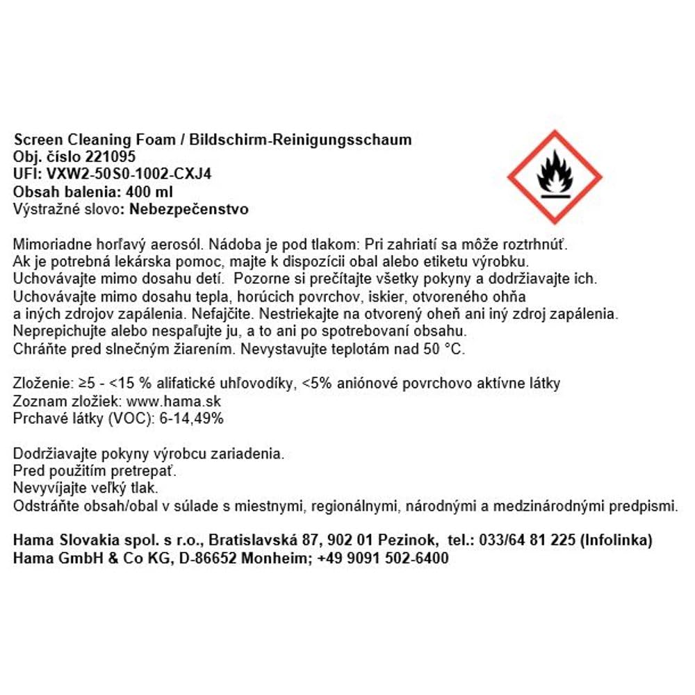 Hama Detergente per schermo, schiuma e panno per la pulizia, 400 ml (detergente per schermo per TV, telefono cellulare, tablet, monitor, LED, OLED, plastica, vetro, metallo, rimuove impronte digitali,