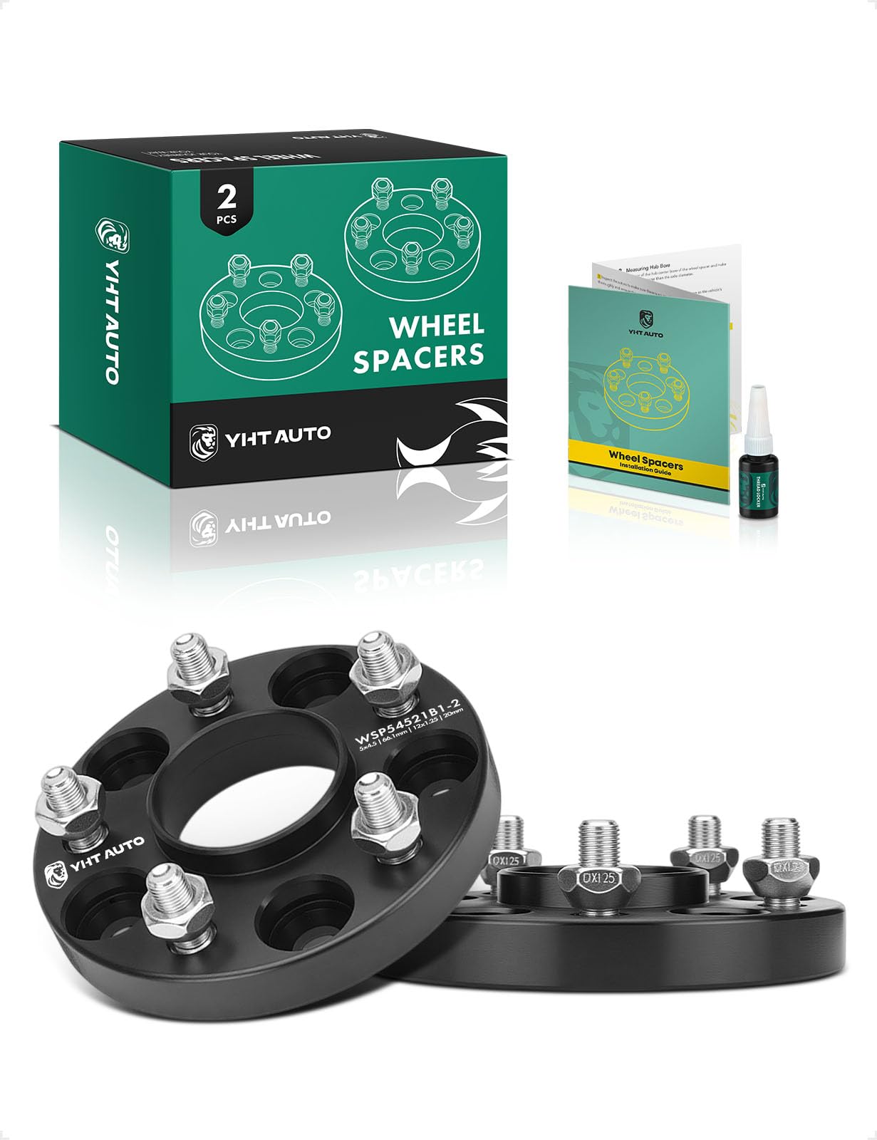 YHTAUTO 5x4.5 Hub Centric Wheel Spacers 20mm Fits Nissan & Infiniti Models, Altima, Sentra, Quest, 370Z, Q50 5x114.3mm Tire Spacers w/ 12x1.25 Studs 66.1 mm Hub Bore 5 Lug 2Pcs Black Wheel Adapter-image-43