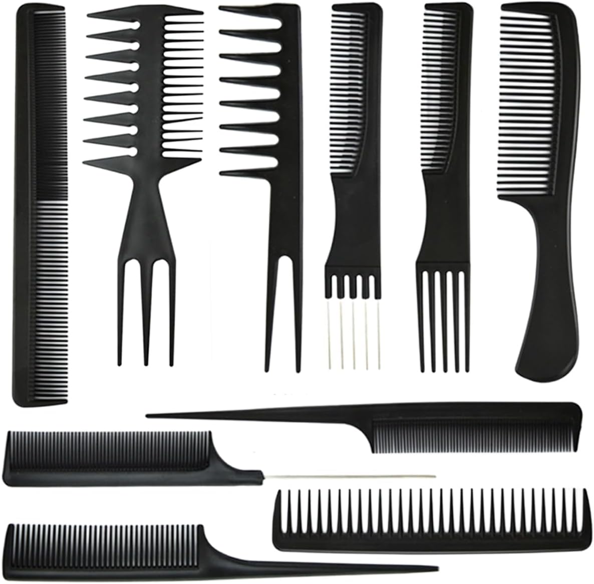Hair Comb - Anti-Static Tail Combs Fine Tooth Combs Salon Barber Hairdressing Comb with Stainless Steel Handle for Women and Men