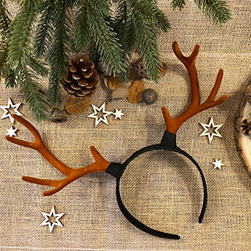 Oblique Unique® Haarreifen Rentier Hirsch Reh Geweih Haarreif in Braun Kopfschmuck Accessoire für Weihnachten Fasching Karneval