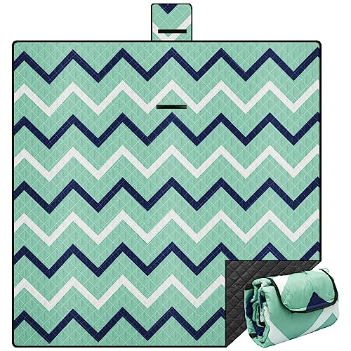 GVTOCLD Handle Outdoor Picnic Blanket Carry, 78.7X 59in Large Outdoor Beach Blanket, 3 Layer Compact Beach Blanket, Portable Waterproof Sandproof Picnic Mat for Travel Camping Hiking Park Lawn