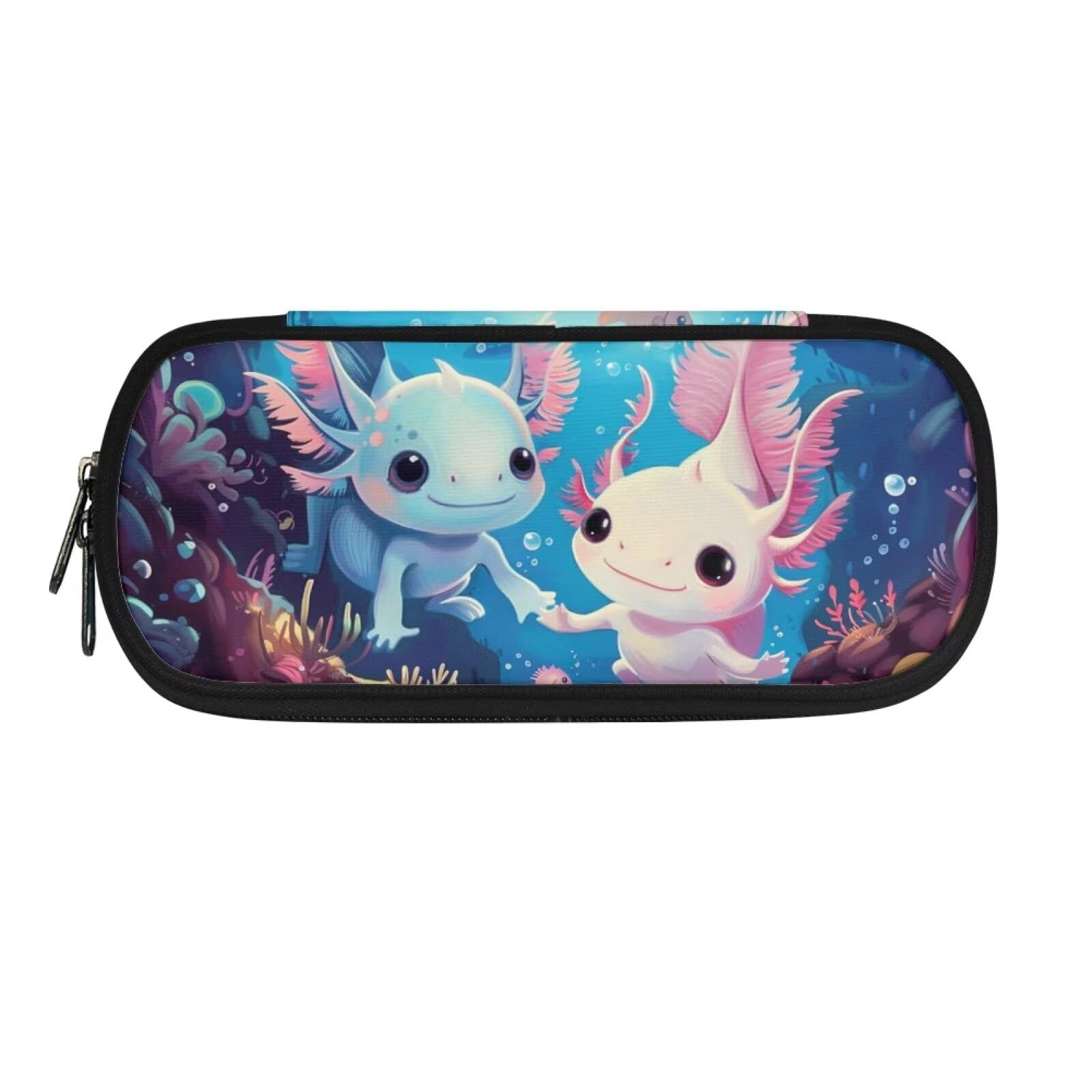 Howilath Under the Sea Axolotl Pencil Case for Kids Cute Pencil Cases for School Big Capacity Pen Pouch Holder with Compartments