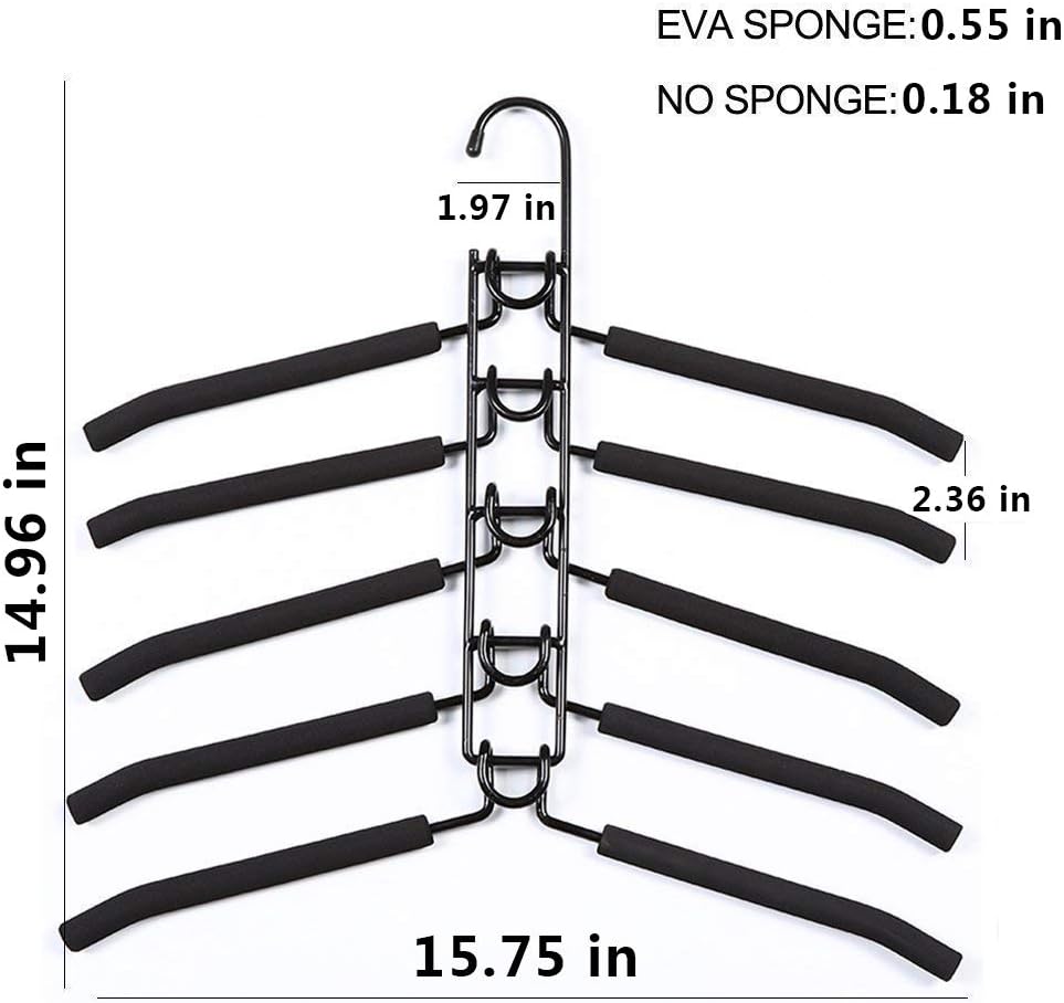 Blасk Frіdау Clеаrаnсе CESHUMD Space Saving Hangers for Clothes Detachable 5 Layers Stainless Steel Non-Slip Foam Padded Velvet Skirt Hangers Metal Closet Storage Organizer for Suits Pants Shirts Jeans 5-Tier Black