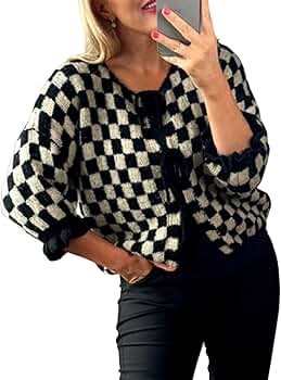 Women Y2K Tie Front Cardigan Sweater Ruffle Short Sleeve