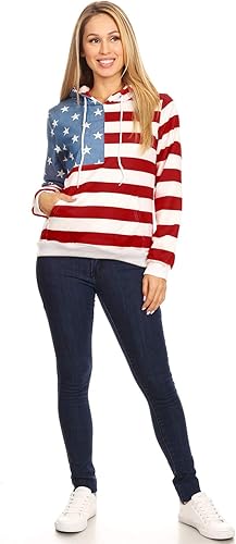 Miniatura 5 de Anna-Kaci - Sudadera con capucha para mujer, diseño de bandera americana, estilo patriótico de Estados Unidos