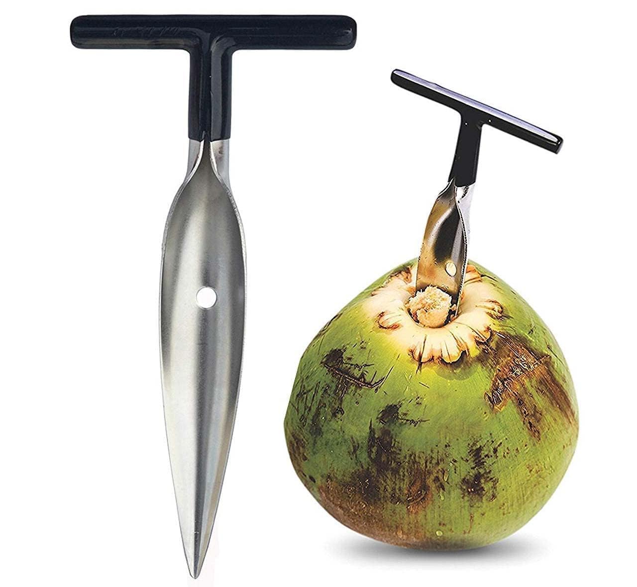 COFIEX Stainless Steel Coconut Opener Tool Knife - Effortlessly Open Coconuts for Refreshing Coconut Water - Nariyal Pani Opener Driller Machine Included
