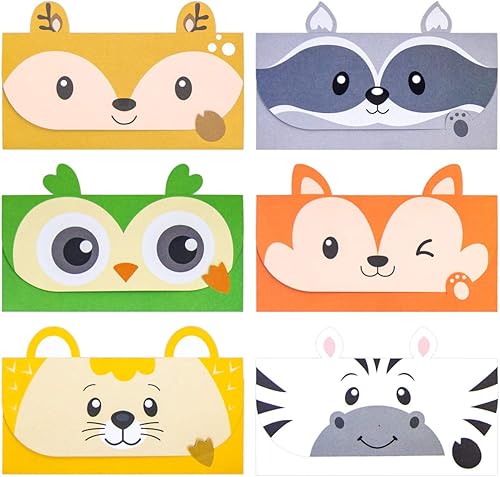 Ceiba Tree Juego de 24 tarjetas de felicitación con sobres para niños, diseño de animales del bosque, para fiestas de cumpleaños