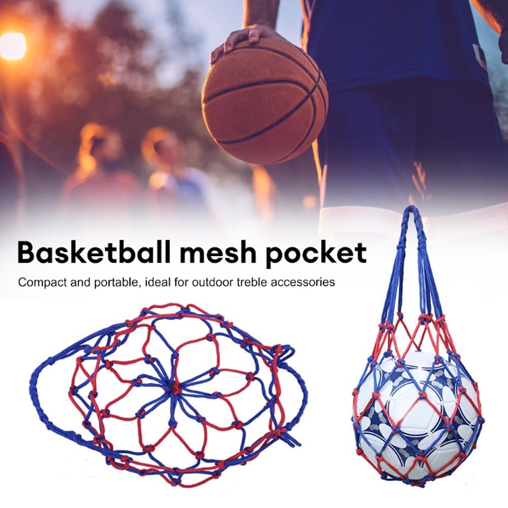 Bolsa de Red para Pelotas de Fútbol, Baloncesto, Rugby y Voleibol - Portátil con 3 Agujas