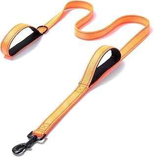 Hundeleine, 1,8 m, reflektierend und stark, mit doppeltem Griff, gepolstert, strapazierfähig, Nylon, Hundeleine für Hunde, groß, mittel, schwarz