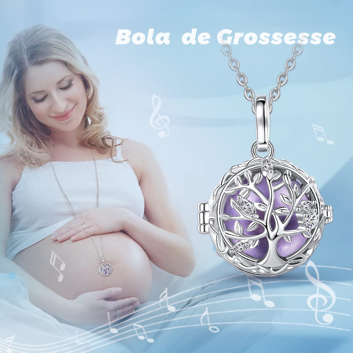 AEONSLOVE Bola Klangkugel Schwangerschaft Kette Lebensbaum Engel Anrufer Anhänger für Schwangere Frauen, 2 Ketten