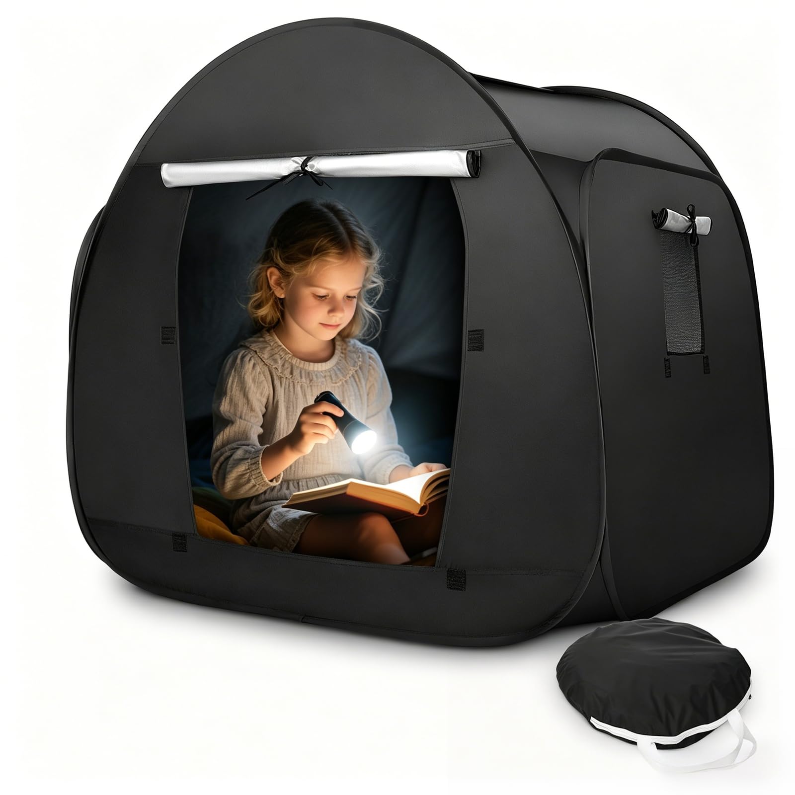 Pop Up Sensory Tent for Autism & Anxiety Relief – Blackout Calm Corner Kids Den for Children with SPD, Pop Up Tents for Kids with Travel Bag, Portable Calm Down Tent