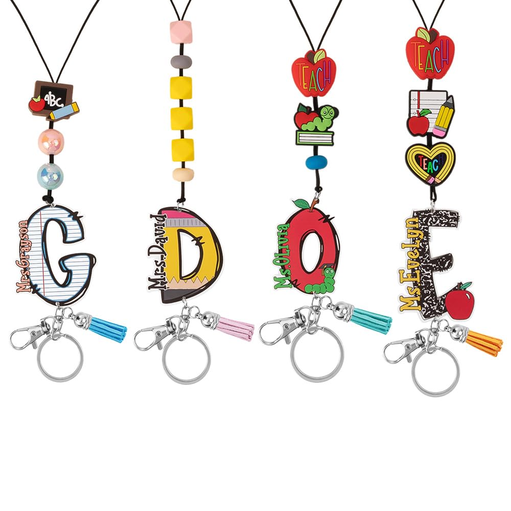 ipetlive Custom Cute Teacher Lanyard With Id Holder And Tassel Personalized Name Teacher Lanyards For Id Badges And Keys Appreciation Back To School