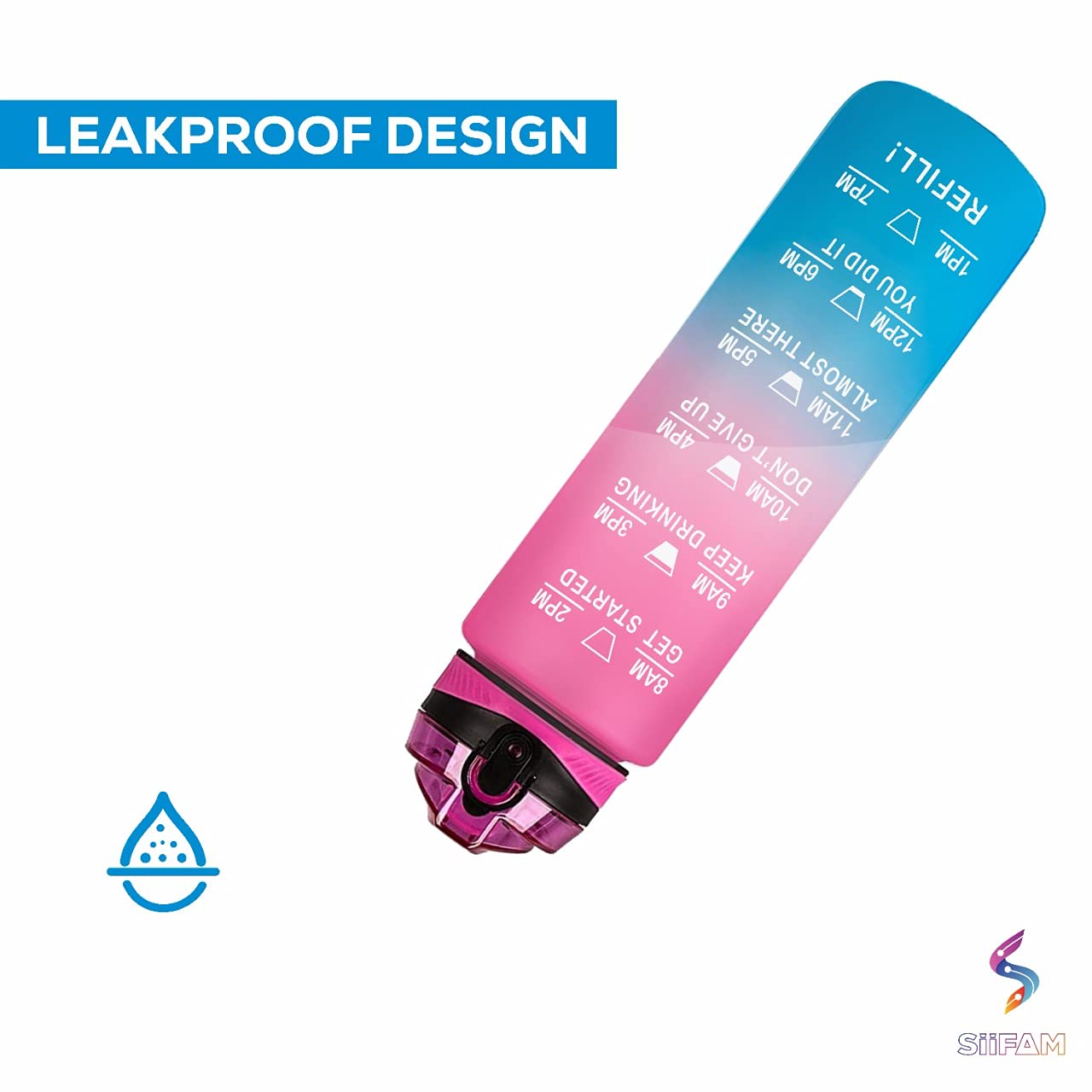 Motivational Water Bottle - BPA Free & Leak Proof -4