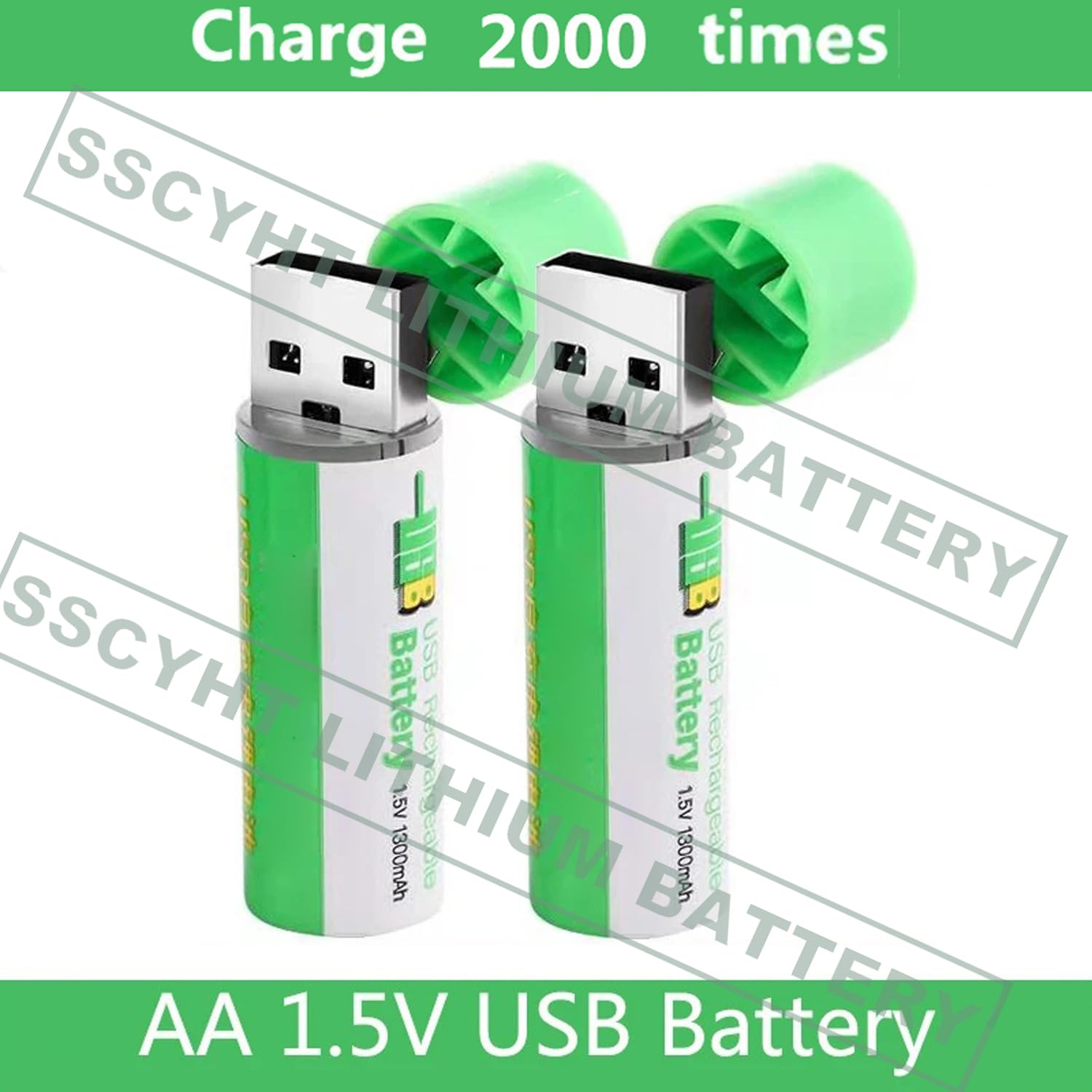 Batería de polímero de Litio AA Recargable por USB, batería de Repuesto de 1,5 V, 1300mAh, Carga rápida, 2000 ciclos