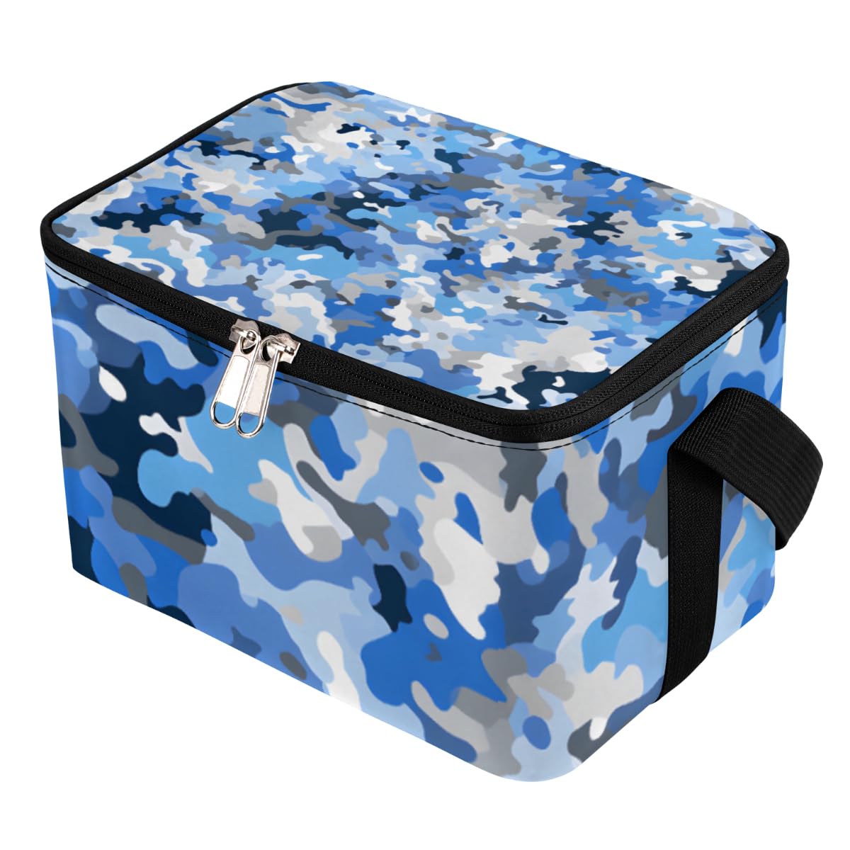 GzLeyigou Lunch Bags for Women Men 9 Cans,Fashion Blue Camouflage Hot & Cold Food Delivery Bag Insulated Grocery Bag Insulated Lunch Box Camo Cooler Bag for Office Work Picnic Beach